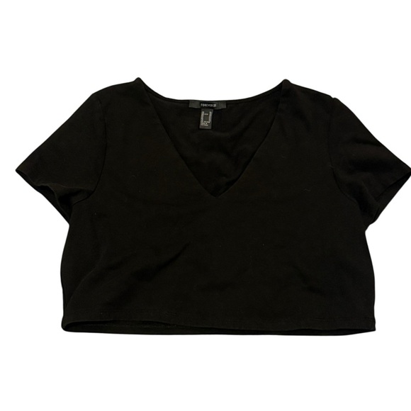 Forever 21 Black Fitted Crop Top - Size XL - Picture 1 of 4